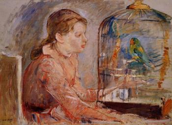 Berthe Morisot : Young Girl and the Budgie
